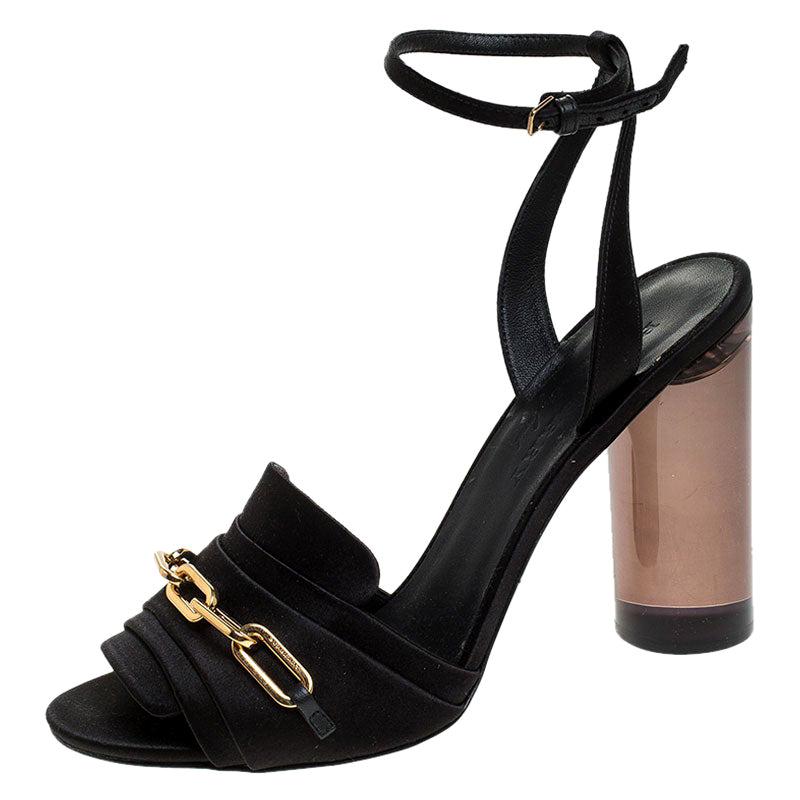 perspex block heel sandals