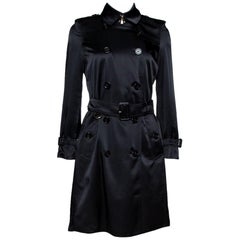 Burberry - Trench-coat Kensington en soie noir avec ceinture XS