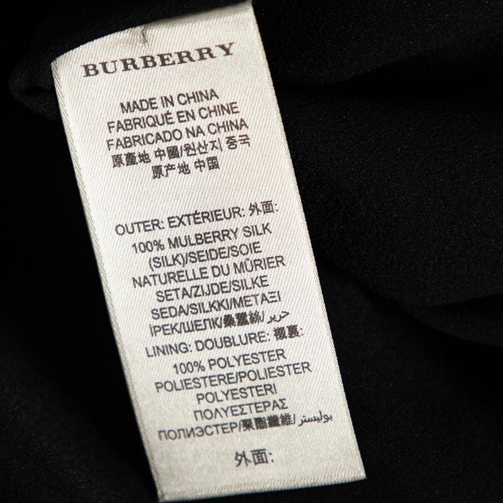 Burberry Black Silk Gathered Detail Zip Front Top M In Good Condition In Dubai, Al Qouz 2