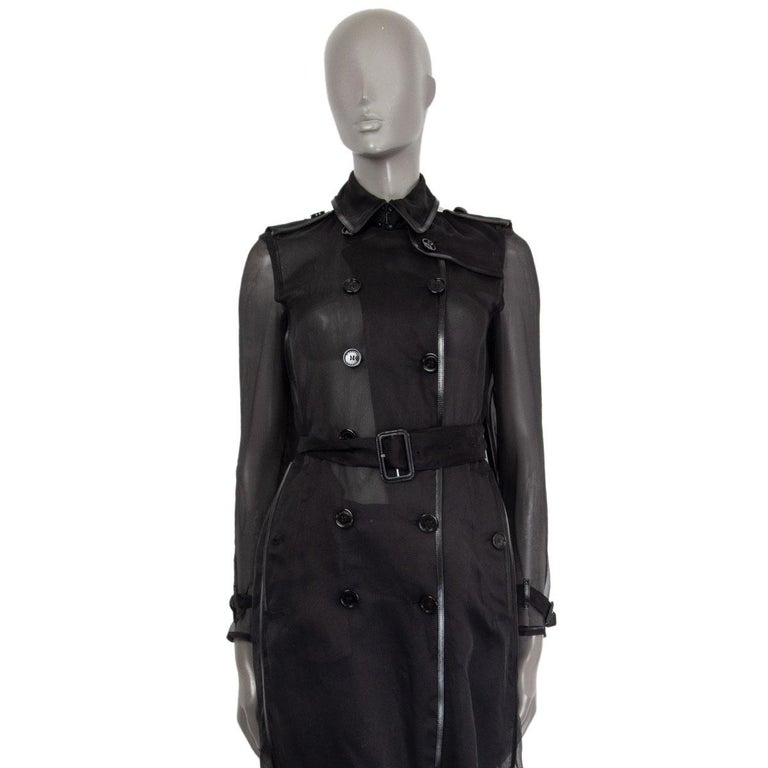 BURBERRY black silk ORGANZA TRENCH Coat Jacket 4 XXS For Sale at 1stDibs