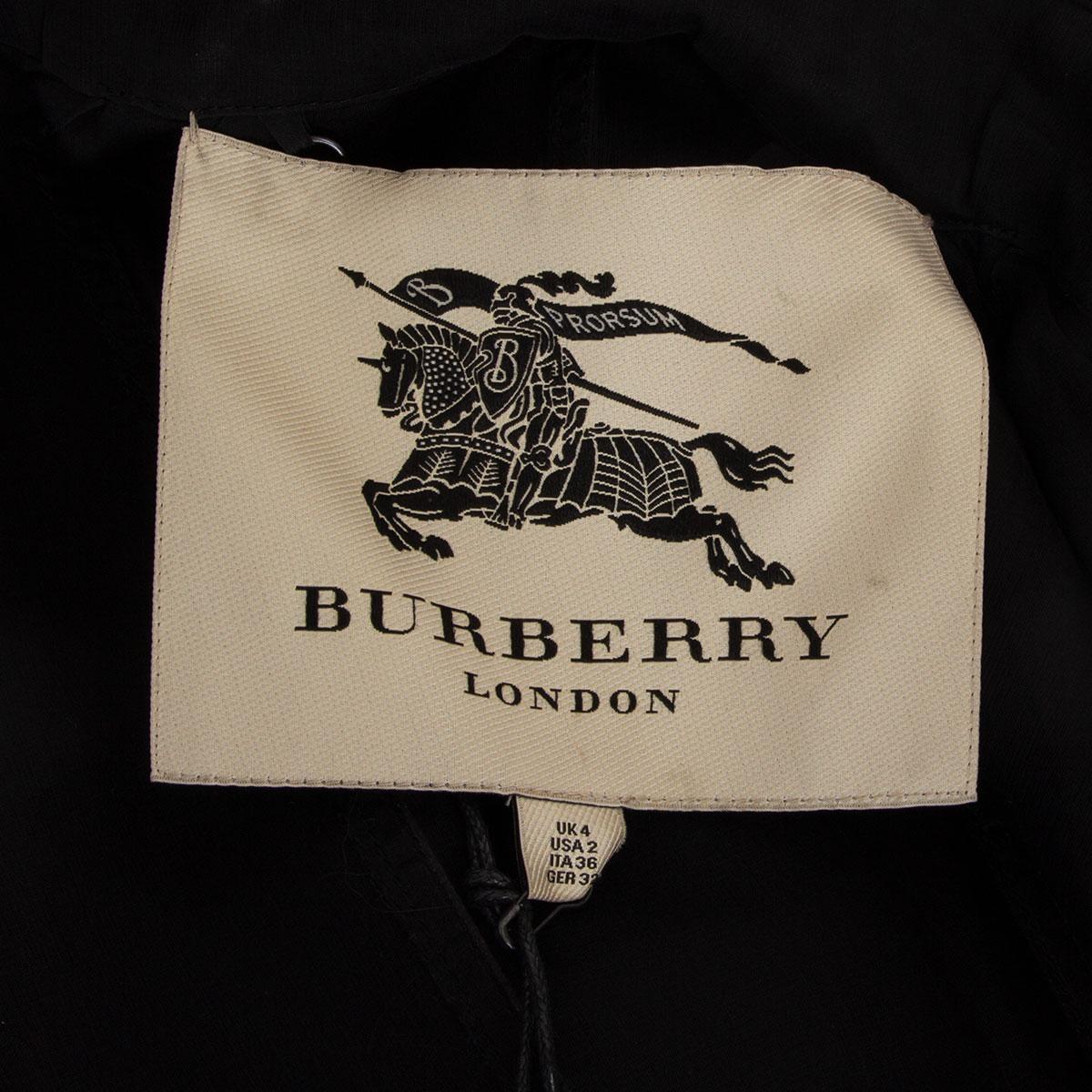 Black BURBERRY black silk ORGANZA TRENCH Coat Jacket 4 XXS For Sale