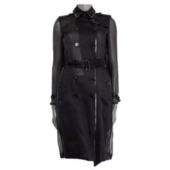 BURBERRY black silk ORGANZA TRENCH Coat Jacket 4 XXS