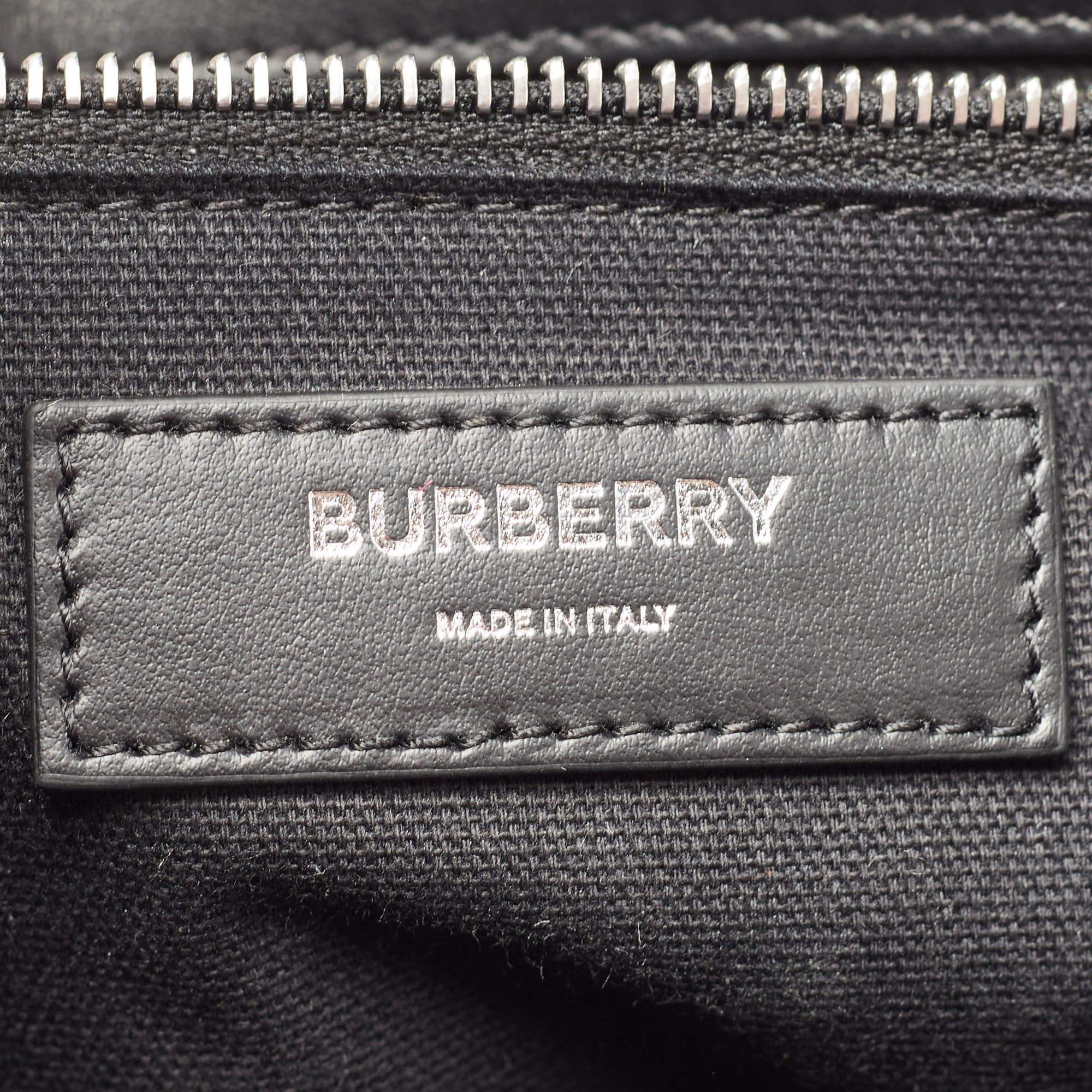Burberry Black/Silver Mirror Effect and Suede Drawstring Backpack 5