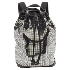 Burberry Black/Silver Mirror Effect and Suede Drawstring Backpack