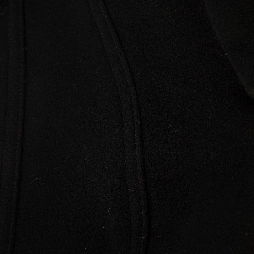Burberry Schwarzer einreihiger langer Wollmantel Größe S Damen im Angebot