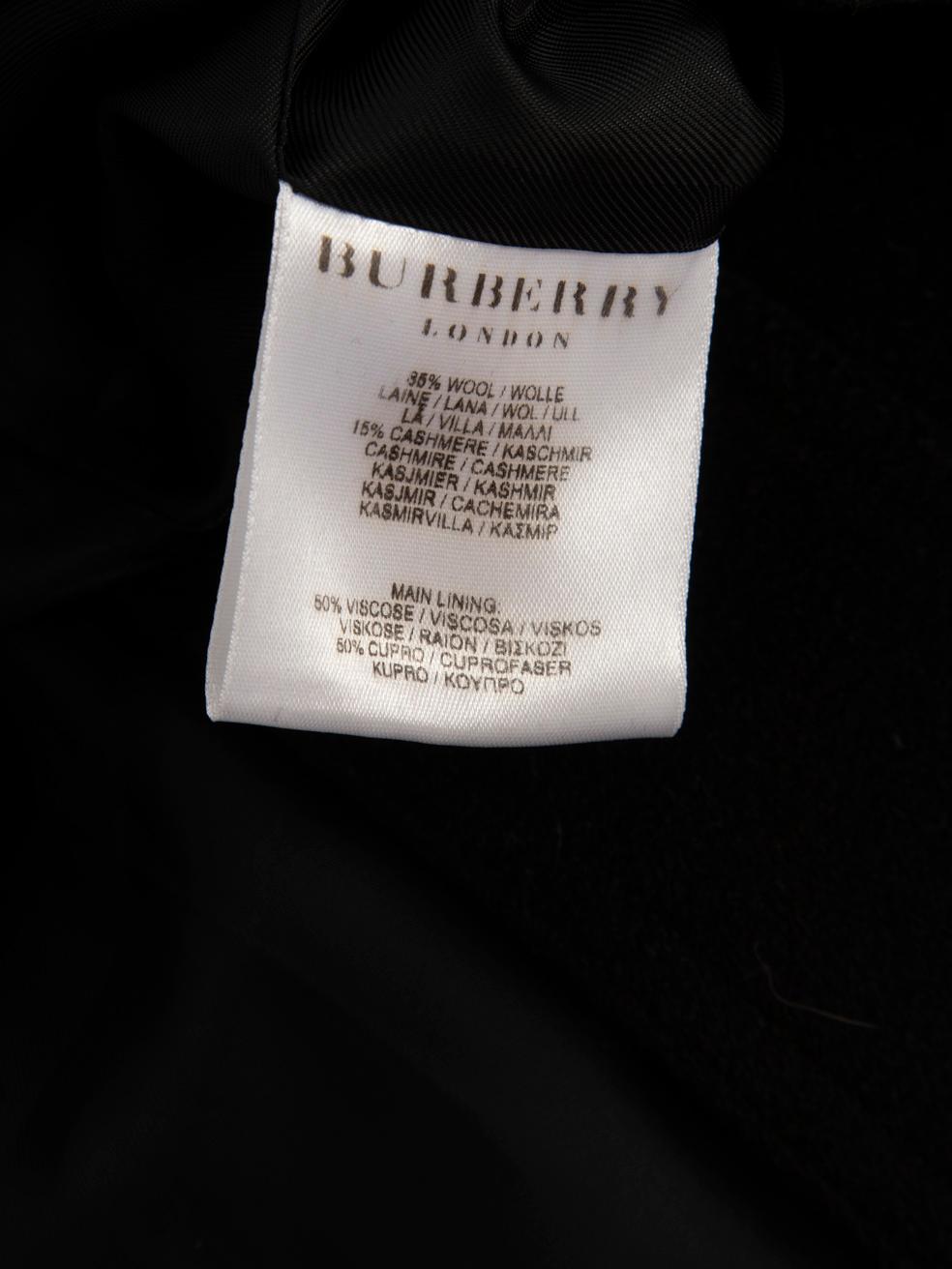 Burberry Schwarzer einreihiger langer Wollmantel Größe S im Angebot 4