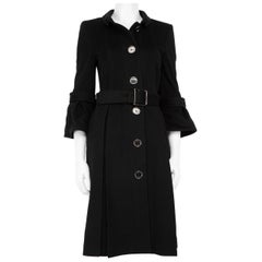 Manteau long en laine à simple boutonnage noir Burberry Taille S