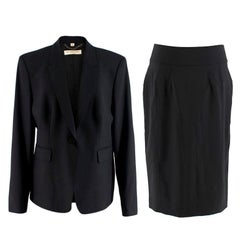 Burberry Black Single-Breasted Wool Skirt Suit XL 18