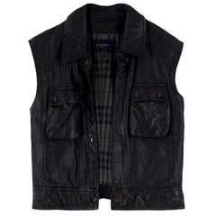 Burberry black sleeveless leather Gilet US 8