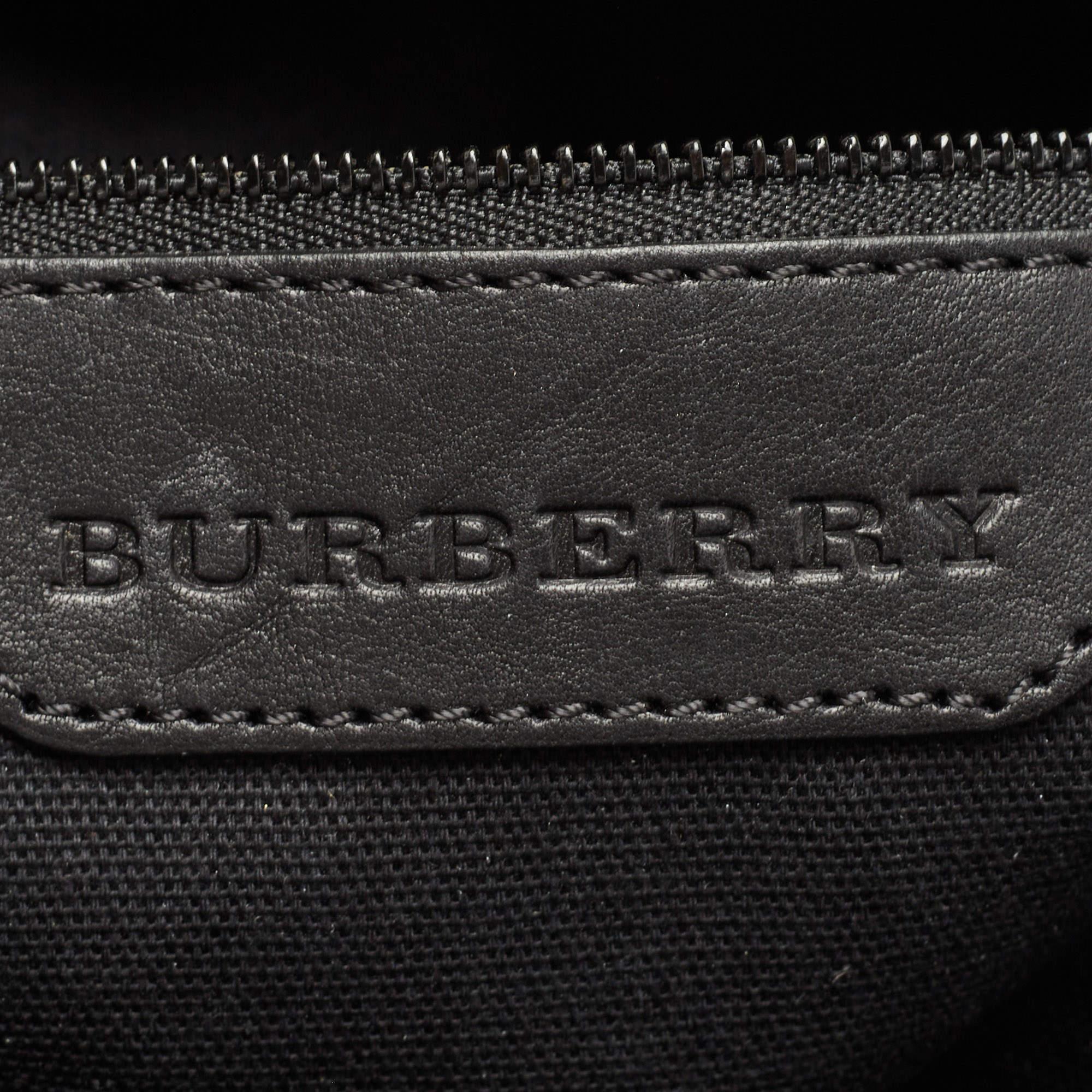 Burberry Black Smoked Check PVC and Leather Lowry Shoulder Bag 6