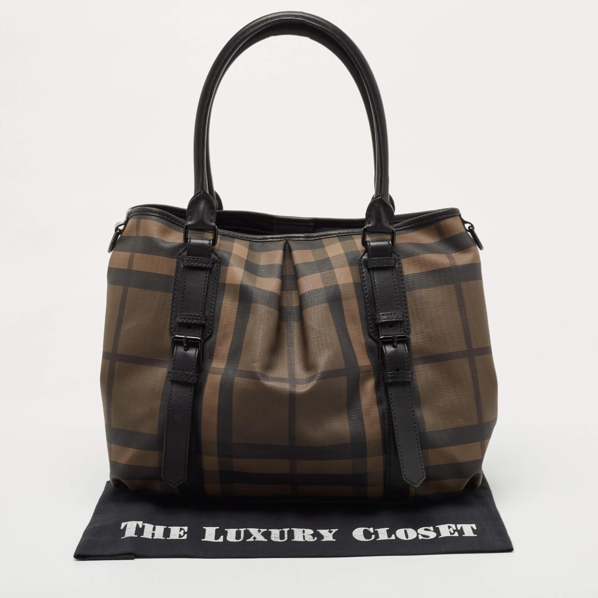 Burberry Black Smoked Check PVC and Leather Lowry Shoulder Bag 9