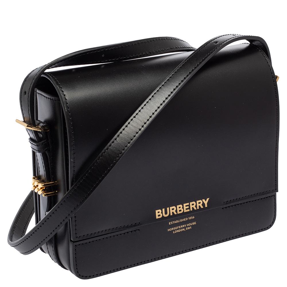Women's Burberry Black Smooth Leather Small Grace Crossbody Bag