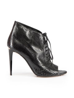 Burberry Black Snakeskin Lace Up Heels Size IT 37