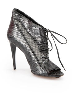 Burberry Black Snakeskin Lace Up Heels Size IT 37