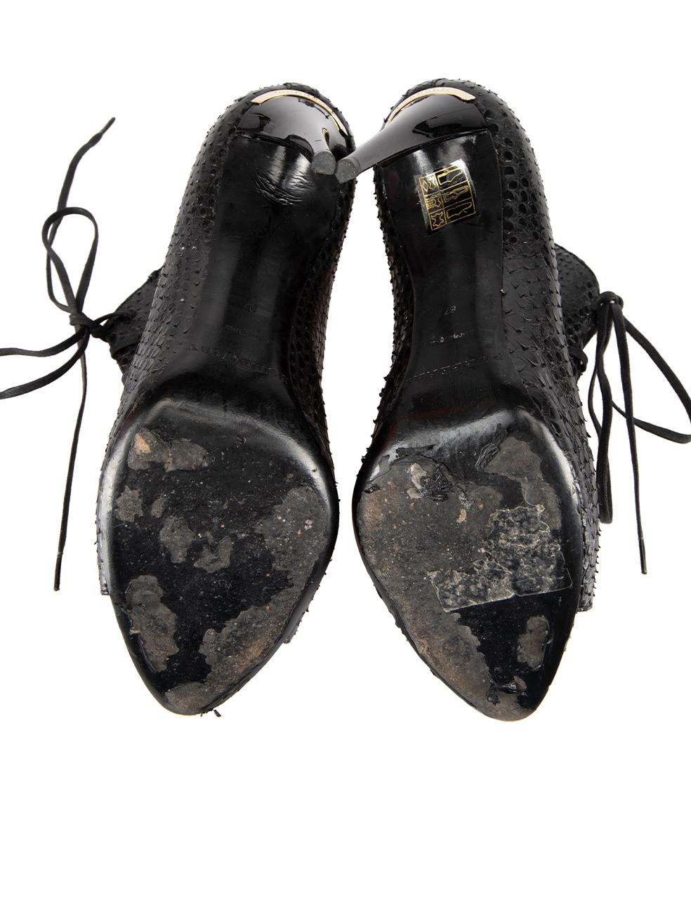 Burberry talons à lacets en peau de serpent noir Taille IT 37 Bon état - En vente à London, GB