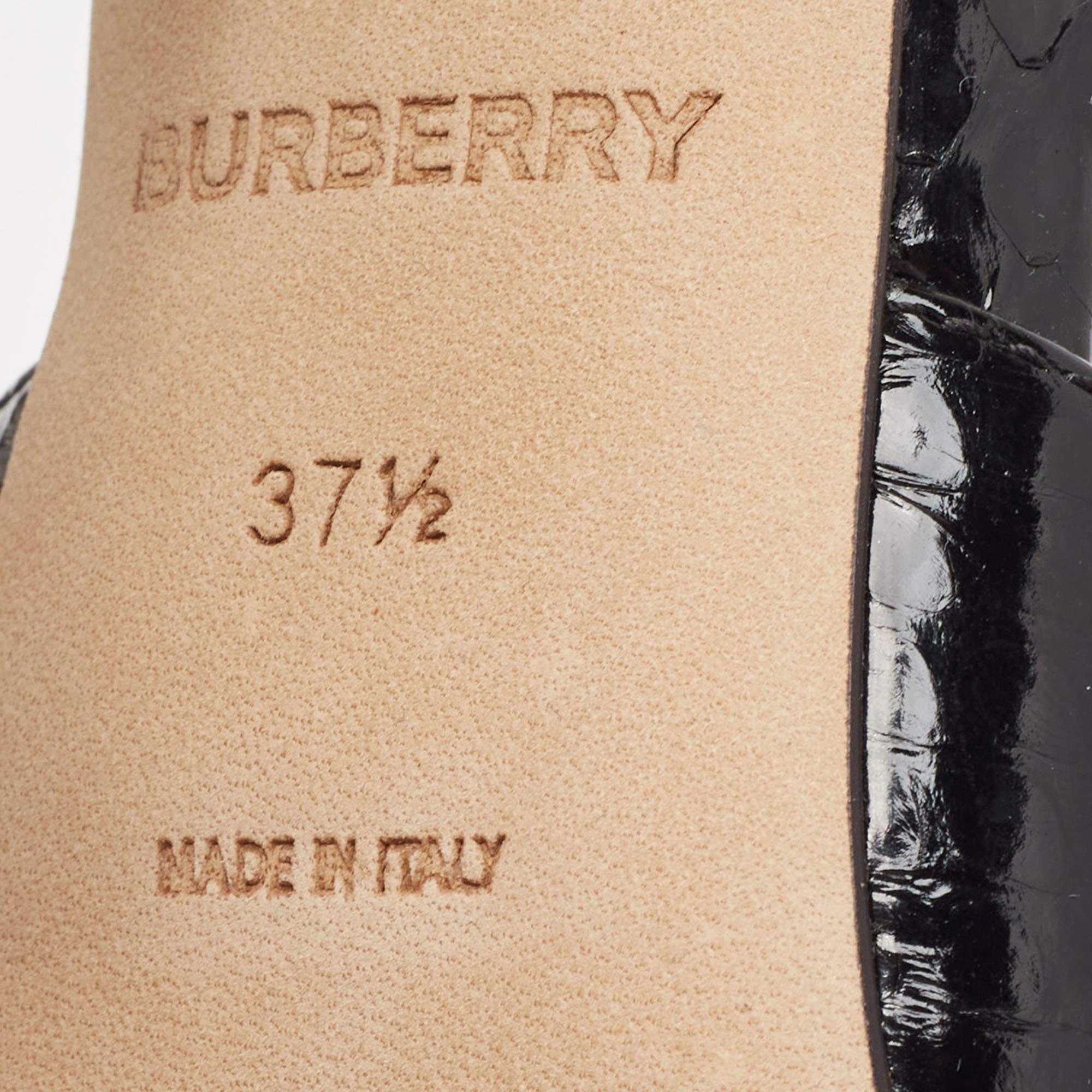 Burberry, escarpins Welton en cuir noir et peau de serpent, Taille 37.5 Pour femmes en vente