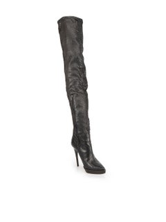 Burberry Black Snakeskin Over the Knee Boots Size IT 37