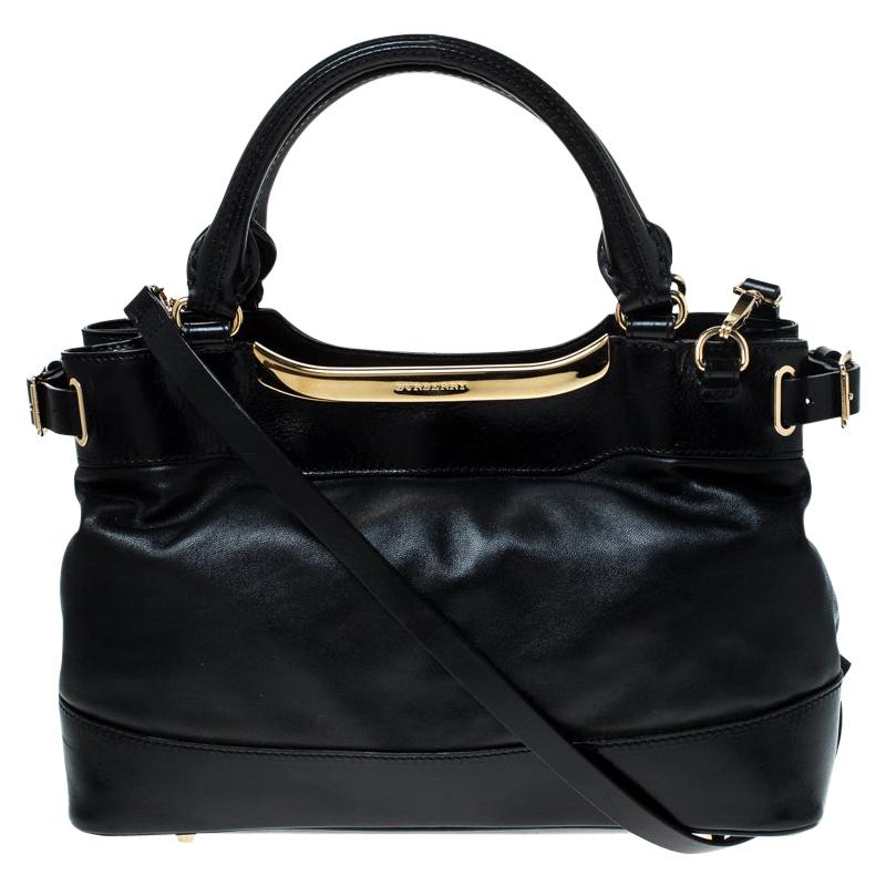 Burberry Black Soft Leather Bridle Small Hepburn Tote