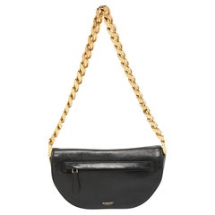 Burberry Black Soft Leather Small Olympia Shoulder Bag