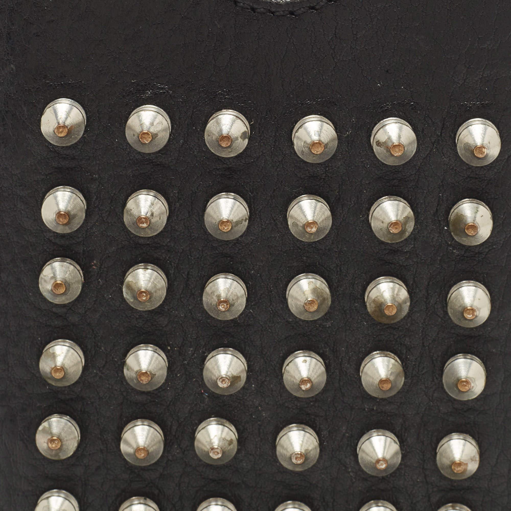 Burberry Black Spike Studded Leather Phone Pouch For Sale 3