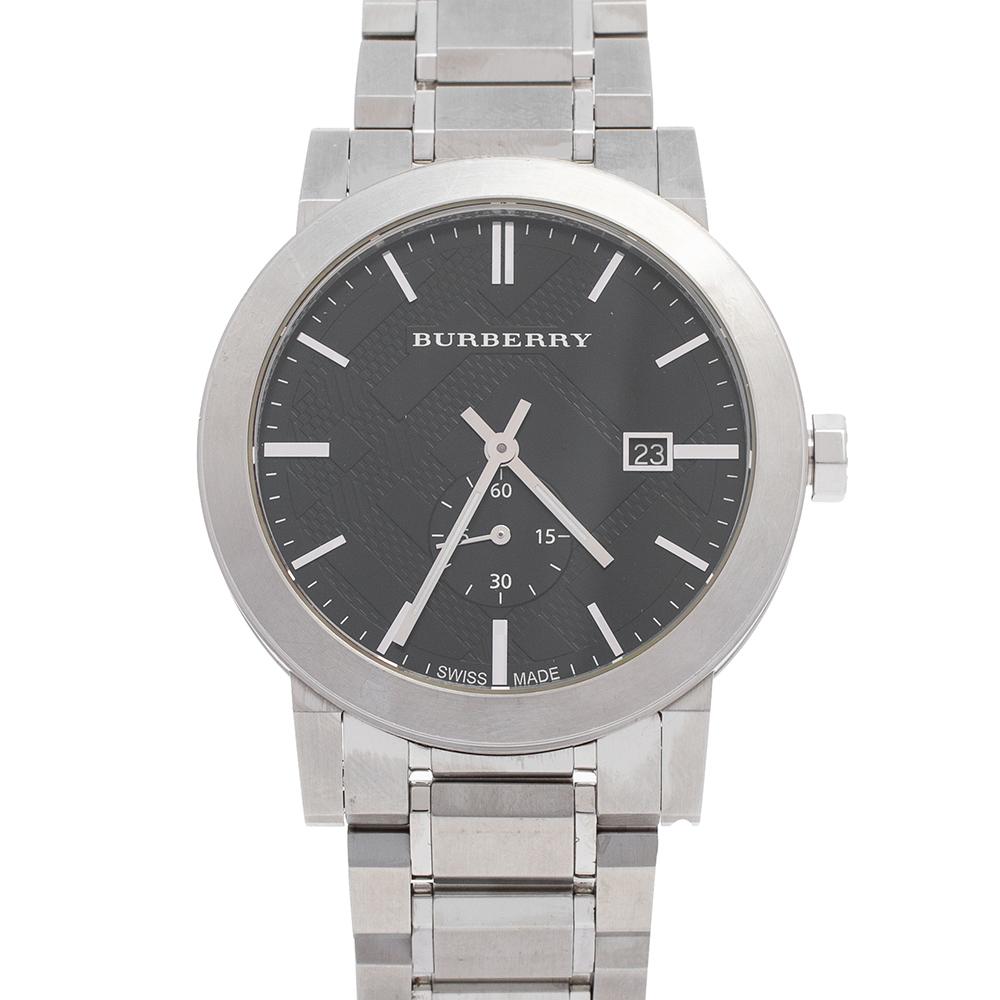 Burberry Black Stainless Steel BU9901 Men's Wristwatch 42 mm In Good Condition In Dubai, Al Qouz 2