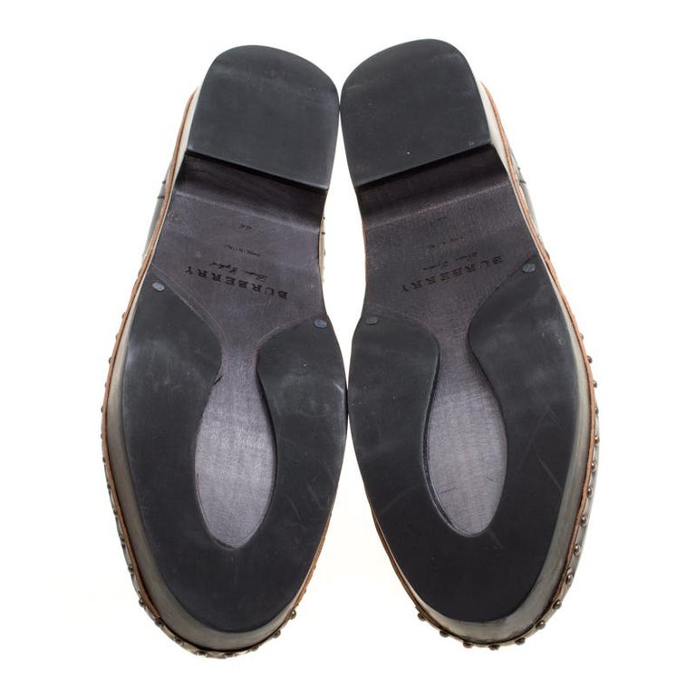 Burberry Black Studded Leather Antrim Fringe Detail Clog Boots Size 44 ...