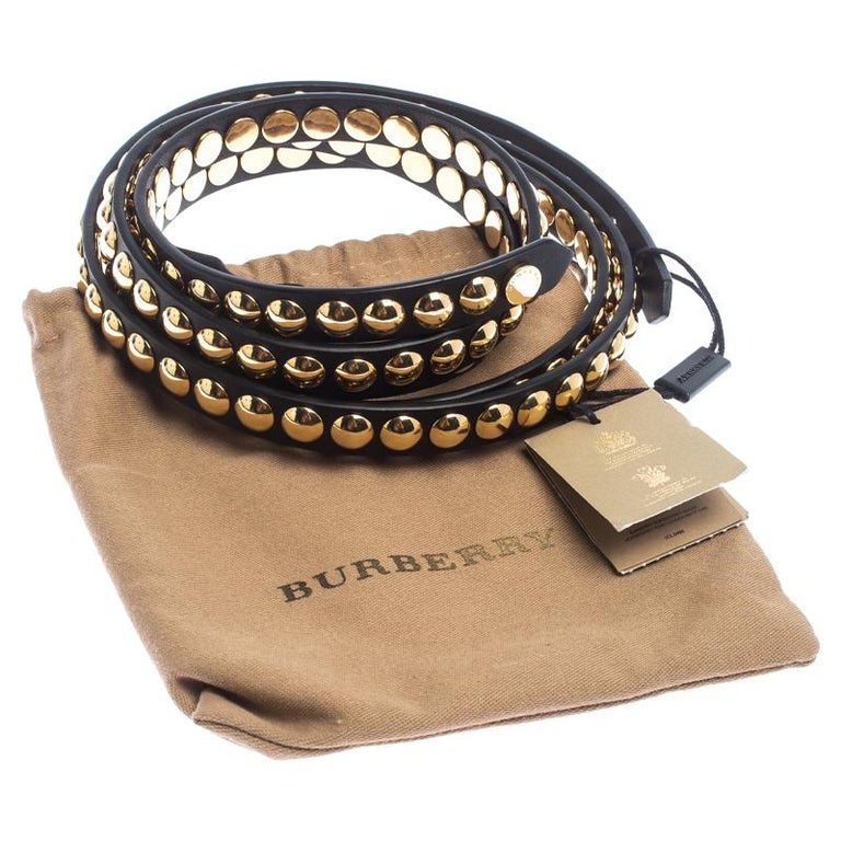 Burberry Black Studded Leather Double Wrap Belt 90CM For Sale at 1stDibs burberry studded belt