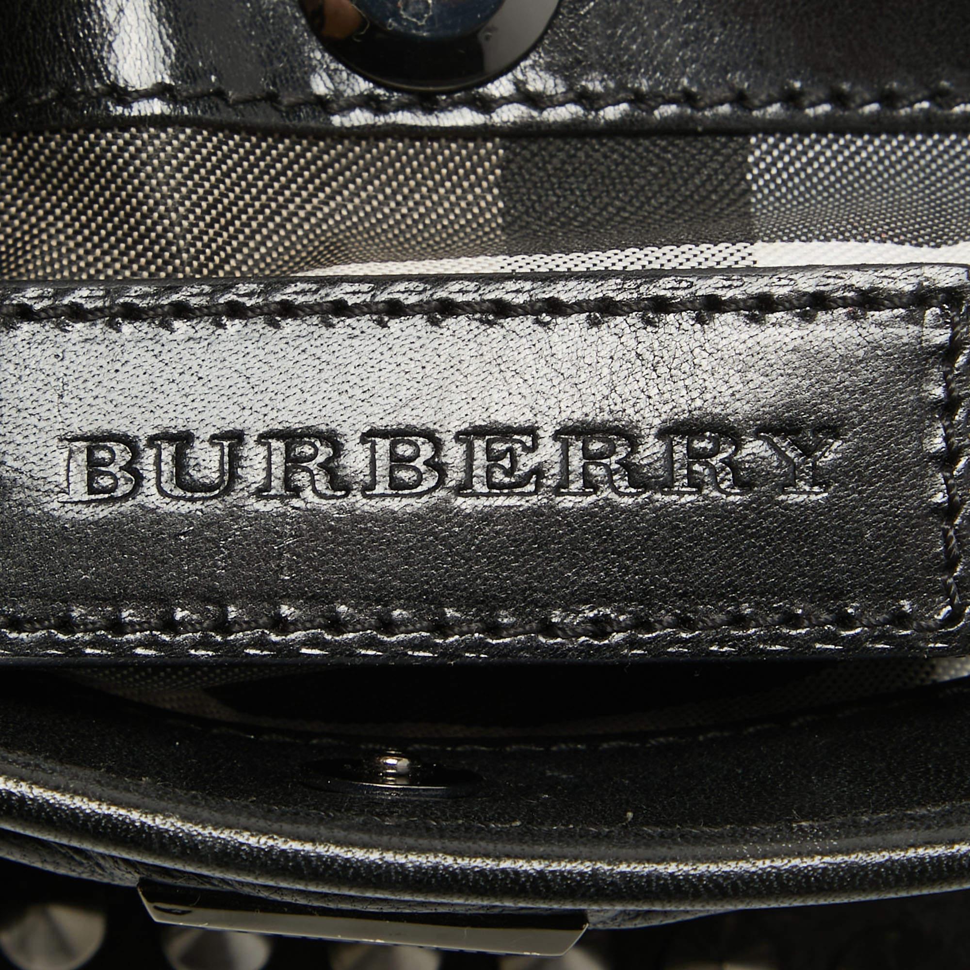 Women's Burberry Black Studded Leather Edenham Crossbody Bag For Sale