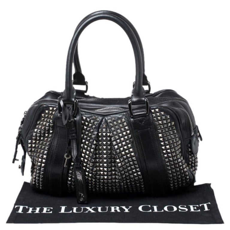 Burberry Black Studded Leather Knight Satchel at 1stDibs