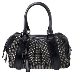 Burberry Black Studded Leather Knight Satchel