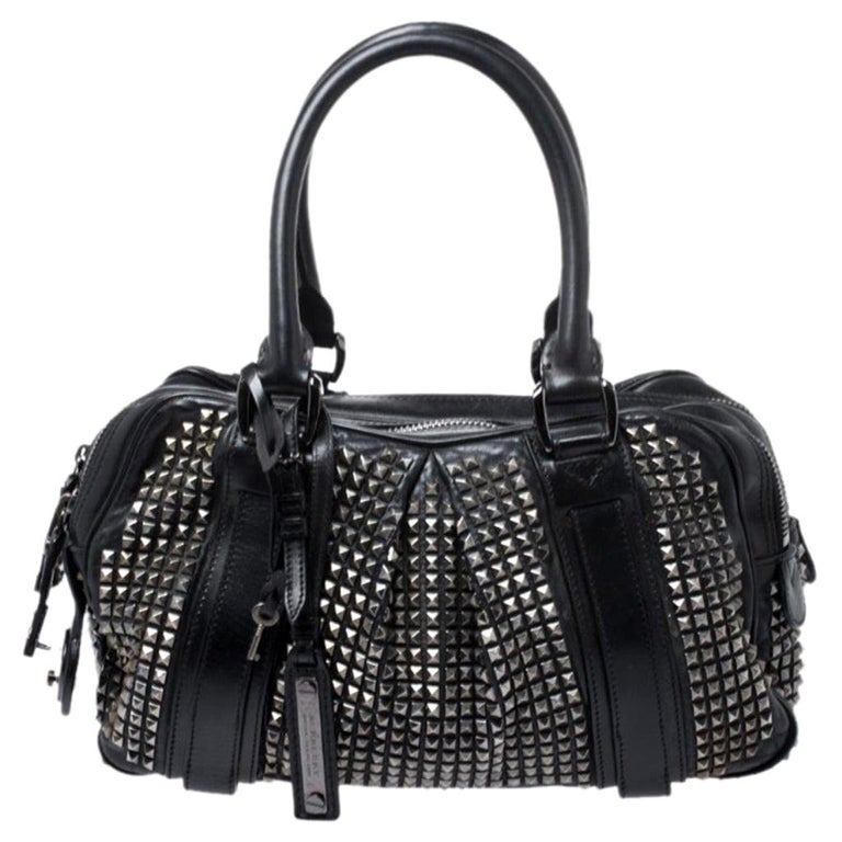 Burberry Black Studded Leather Knight Satchel at 1stDibs