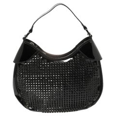 Burberry Black Studded Patent Leather Elly Hobo