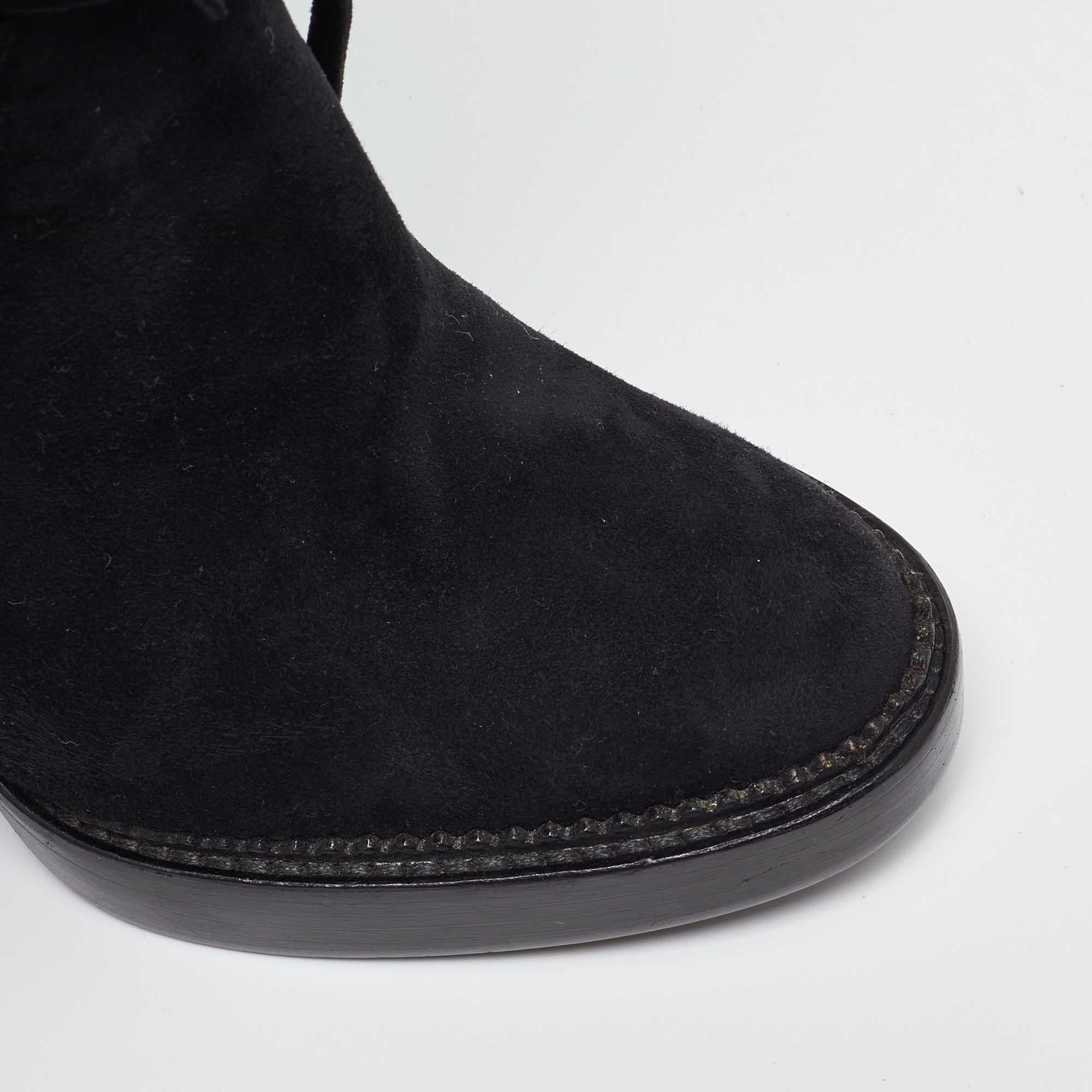 Burberry - Bottes en daim noir Caitlin à hauteur du genou - Taille 39 en vente 3