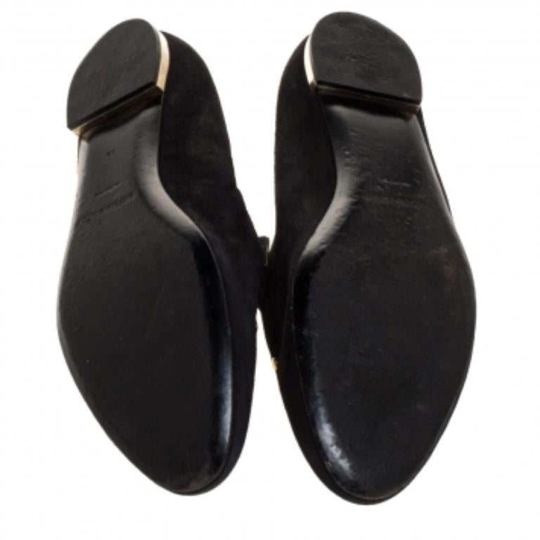 Burberry Black Suede Eyelet Detail Hoadley Tapestry Smoking Slippers Size 39 For Sale 3