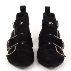BURBERRY black suede MILNER BUCKLE DETAILS Ankle Boots Shoes 39