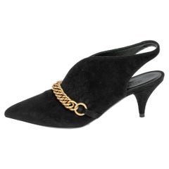 Burberry Black Suede Onwen Slingback Pumps Size 37
