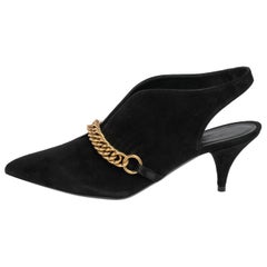 Burberry Black Suede Onwen Slingback Pumps Size 38.5