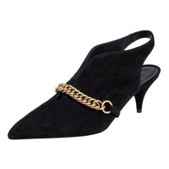 Burberry Black Suede Onwen Slingback Pumps Size 40
