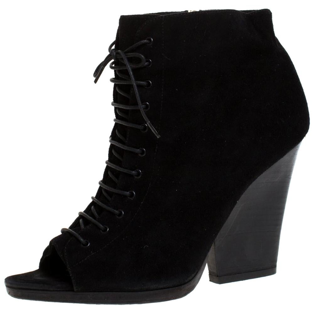 suede peep toe bootie