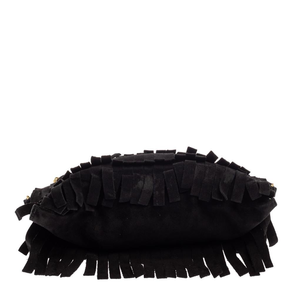 black fringe crossbody purse