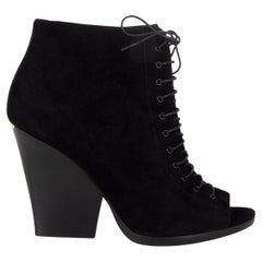 BURBERRY schwarze VIRGINIA DEMI WEDGE Peep-Toe-Stiefeletten aus Wildleder VIRGINIA Schuhe 39