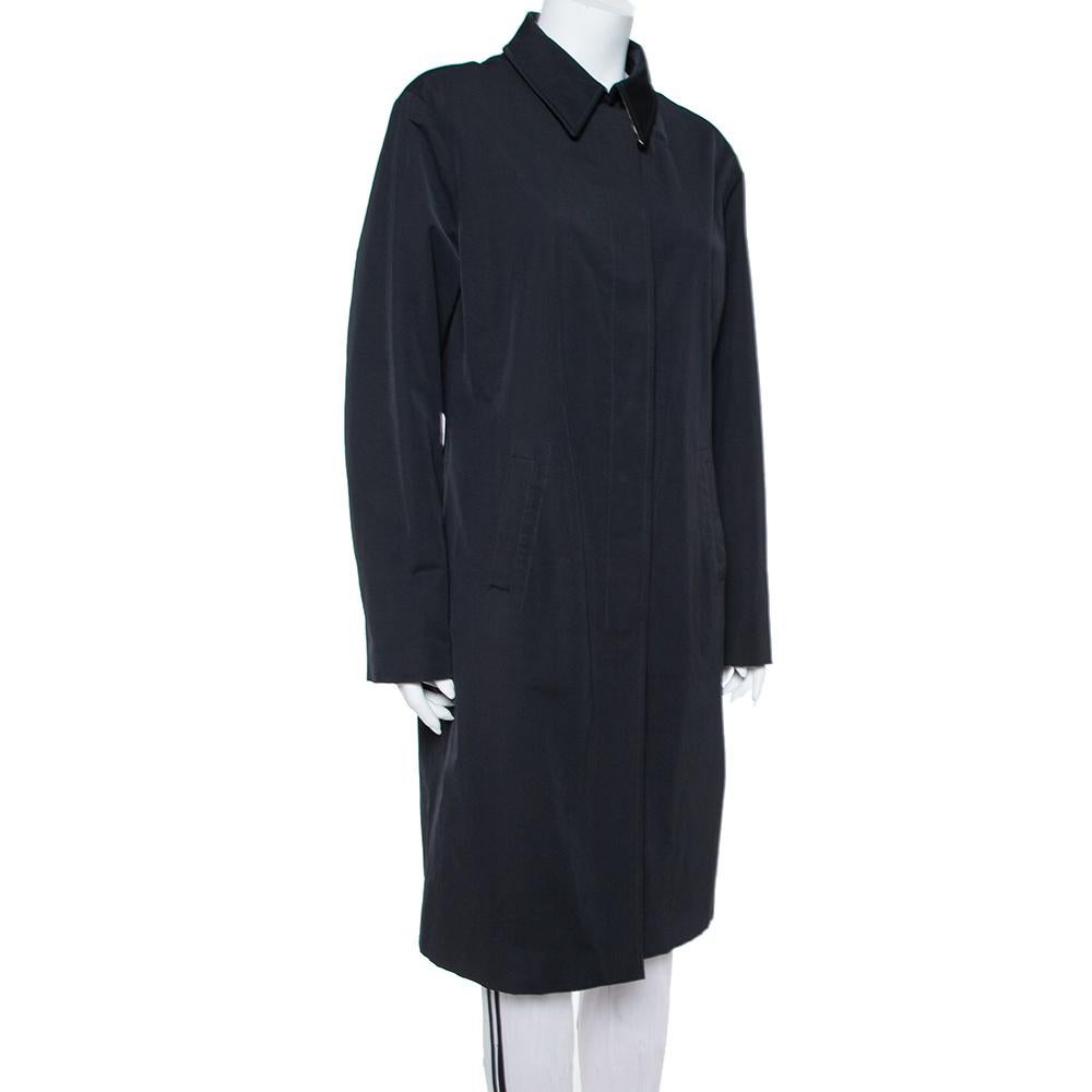 Women's Burberry Black Synthetic Button Front Coat S