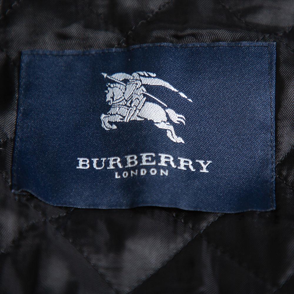 Burberry Black Synthetic Button Front Coat S 2