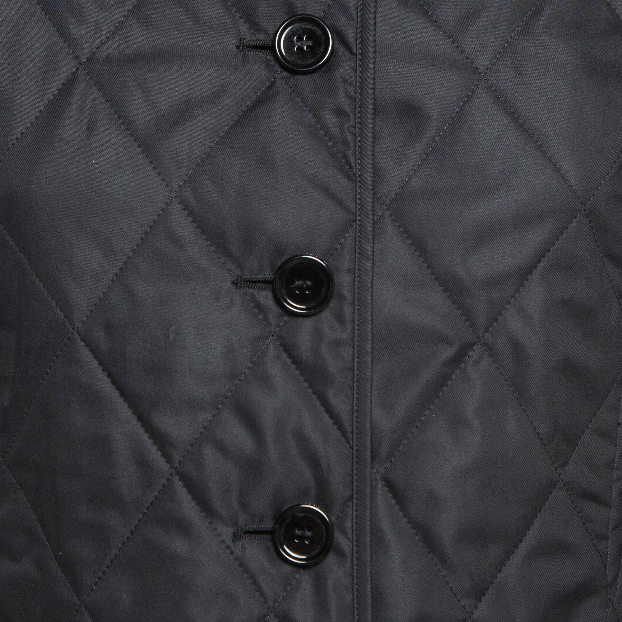 Burberry Black Synthetic Diamond Quilted Thermoregulated Jacket S For Sale 1