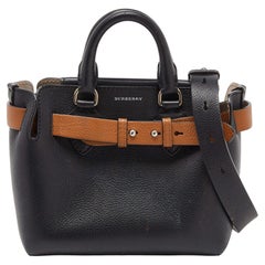 Burberry Black/Tan Leather Baby Marais Belt Tote