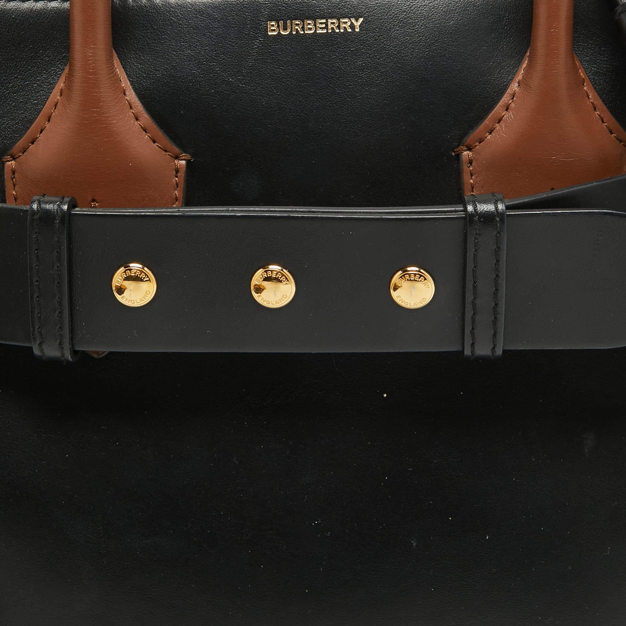 Women's Burberry Black/Tan Leather Small Marais Belt Tote