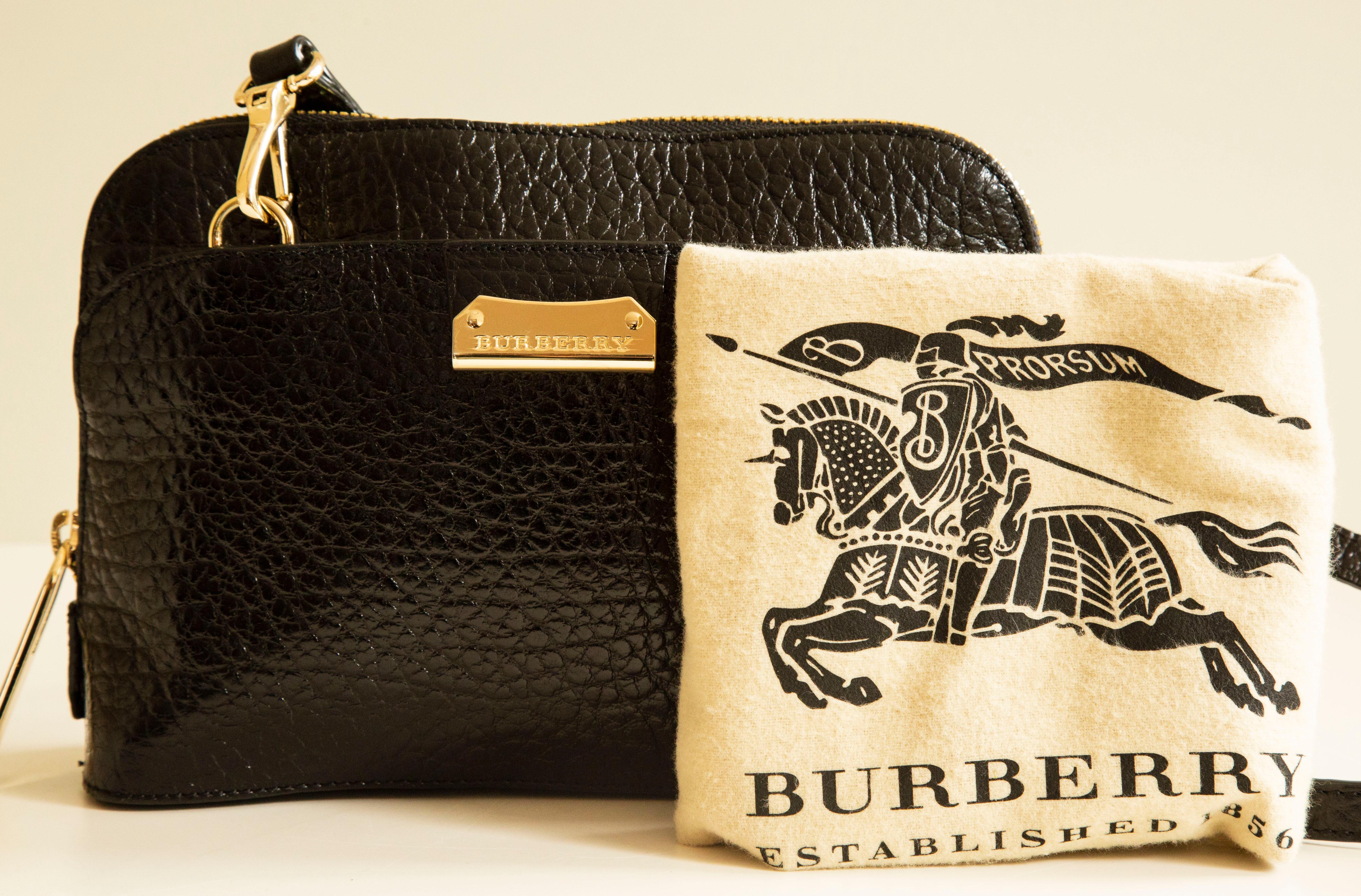 Burberry Black Textured Glossy Leather Crossbody Bag 6
