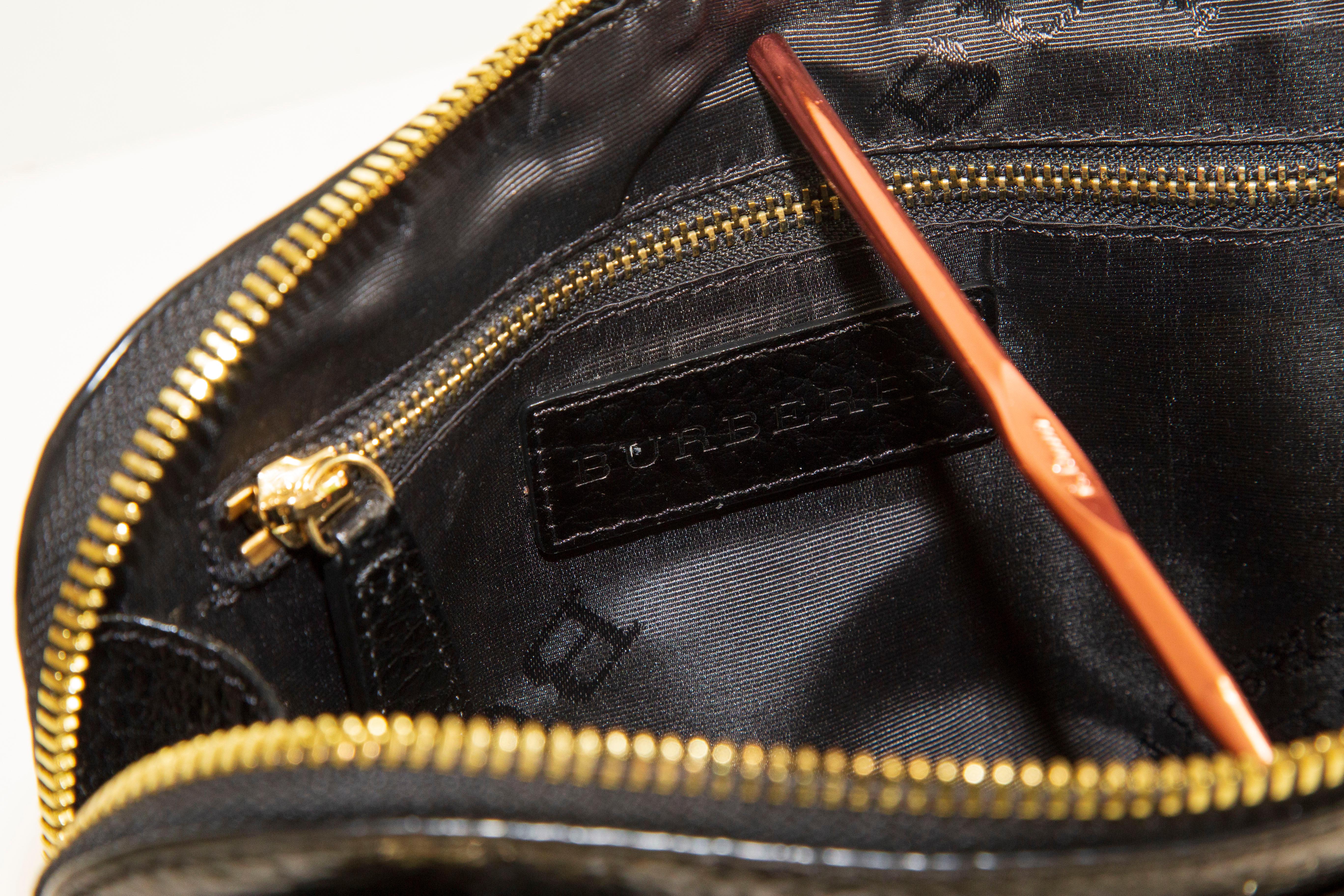 Burberry Black Textured Glossy Leather Crossbody Bag 3