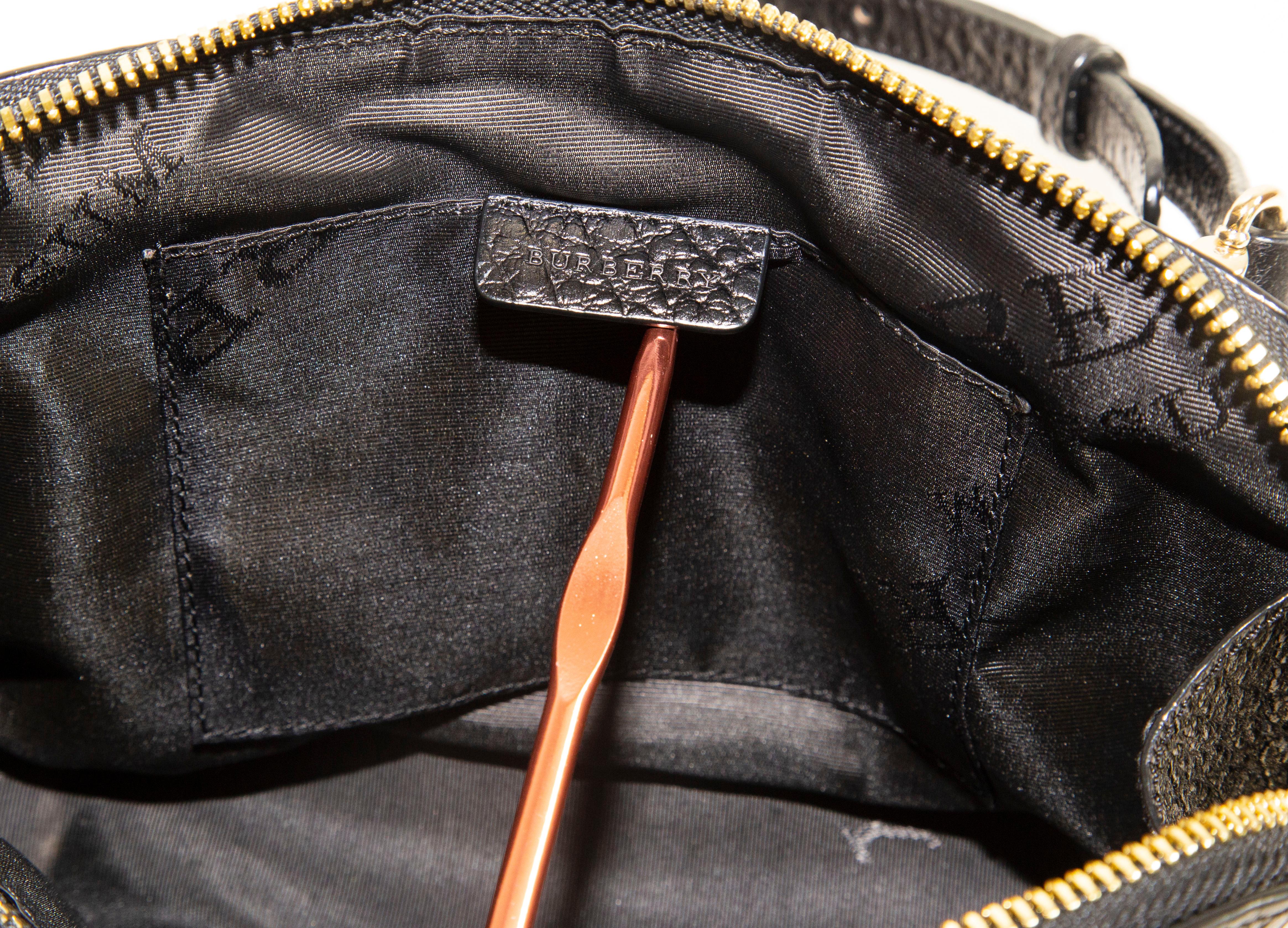 Burberry Black Textured Glossy Leather Crossbody Bag 4