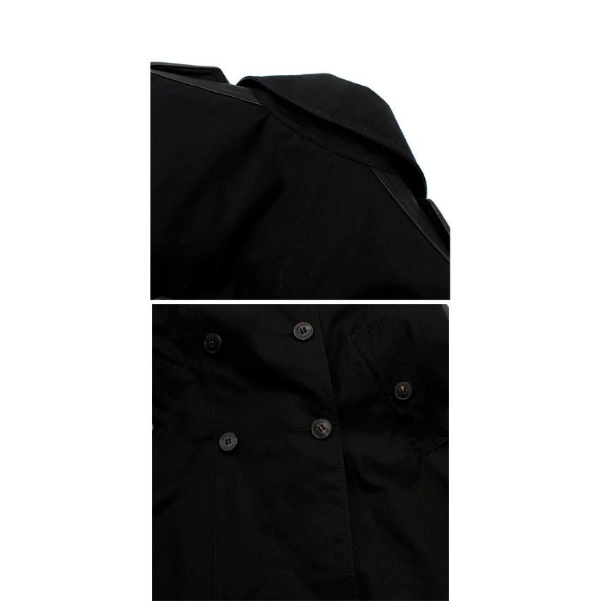 Burberry Black Trench Coat with Leather Detail US14 3